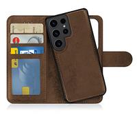MyGadget Cover per Samsung Galaxy S23 Ultra - Custodia Libretto Magnetica - Custodia Portafoglio Flip Wallet Case - Porta Carte in Similpelle PU Removibile Marrone