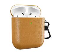 MyGadget Cover Rigida Compatibile con Apple Airpods 1a | 2a Generazione - Custodia Finta Pelle per Cuffie Auricolari - Case con Skin Antiurto - Bright Brown