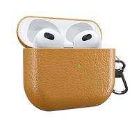 MyGadget Cover Rigida Compatibile con Apple Airpods 3a Generazione - Custodia Finta Pelle per Cuffie Auricolari - Case con Skin Antiurto - Bright Brown