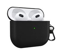 MyGadget Cover Rigida Compatibile con Apple Airpods 3a Generazione - Custodia Finta Pelle per Cuffie Auricolari - Case con Skin Antiurto - Black