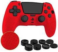 MyGadget Custodia in Silicone compatibile con PS5 Controller - con 8 thumbsticks (2x coppia alta | 2x coppia bassa) - Cover per Playstation Dualsense Wireless in Rosso