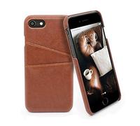 MyGadget Custodia Similpelle per iPhone 7 | 8 - Case Pelle Finta Porta Carte Doppia Tasca - Back Cover Slim Resistente Antiurto e Antigraffio - Marrone