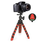 MyGadget Mini Treppiede Reflex e Mirrorless - Treppiedi Octopus con Testa a Sfera & Piastra a Sgancio Rapido - Cavalletto Fotocamera Digitale - Nero & Rosso