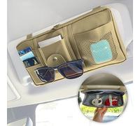 MyGadget Organizzatore Parasole per Auto in Smilpelle - Organizer con Tasca interna - Accessorio Portaoggetti anti-caduta per Viaggi in Macchina - Crema