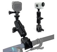 MyGadget Supporto Manubrio Moto e Bici per GoPro in Metallo - con 2x Teste Sferiche a 360° - inclusa Vite J-Hook & Vite 1/4 - Attacco per Action Cam - Nero