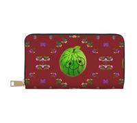 MYGANN Big Eye Watermelon - Portafoglio unisex lungo in pelle di microfibra con cerniera in metallo, per ufficio, viaggi, appuntamenti, bianco, Taglia unica