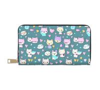 MYGANN Cute Little Fox - Portafoglio unisex lungo in pelle di microfibra con cerniera in metallo, per ufficio, viaggi, appuntamenti, bianco, Taglia unica