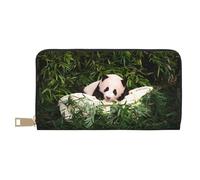MYGANN Cute Little Panda - Portafoglio unisex lungo in pelle di microfibra con cerniera in metallo, per ufficio, viaggi, appuntamenti, bianco, Taglia unica