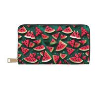 MYGANN Dream Watermelon - Portafoglio unisex lungo in pelle di microfibra con cerniera in metallo, per ufficio, viaggi, appuntamenti, bianco, Taglia unica