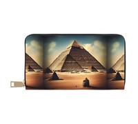 MYGANN Dreaming of The Pyramids of Khufu Portafoglio unisex lungo in pelle in microfibra con cerniera in metallo, per ufficio, viaggi, appuntamenti, regali, bianco, Taglia unica