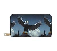 MYGANN Eagle Under The Stars - Portafoglio lungo unisex in pelle di microfibra con cerniera in metallo, per ufficio, viaggi, appuntamenti, regali, bianco, Taglia unica
