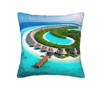 MYGANN Federa per cuscino con paesaggio delle Maldive con cerniera invisibile per decorazione domestica Halloween Natale Ringraziamento regalo inaugurazione della casa 20 x 20