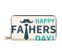 MYGANN Happy Fathers Day - Portafoglio unisex lungo in pelle in microfibra con cerniera in metallo, per ufficio, viaggi, appuntamenti, bianco, Taglia unica