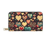 MYGANN Heart Crush Flower Portafoglio unisex lungo in pelle microfibra con cerniera in metallo per ufficio viaggi appuntamenti regali, bianco, Taglia unica