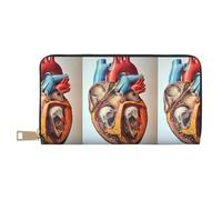 MYGANN Human Anatomy Heart Chart Portafoglio unisex lungo in pelle in microfibra con cerniera in metallo per regali di appuntamenti da viaggio in ufficio, bianco, Taglia unica