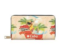 MYGANN Island of Cuba - Portafoglio lungo unisex in pelle di microfibra, con cerniera in metallo, per ufficio, viaggi, appuntamenti, bianco, Taglia unica