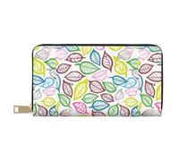 MYGANN Leaf Lines - Portafoglio unisex lungo in pelle di microfibra con cerniera in metallo, per ufficio, viaggi, appuntamenti, bianco, Taglia unica