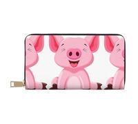 MYGANN Little Pink Pig - Portafoglio unisex lungo in pelle di microfibra, con cerniera in metallo, per ufficio, viaggi, appuntamenti, regali, bianco, Taglia unica