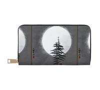 MYGANN Moon Pine Tree - Portafoglio unisex lungo in pelle di microfibra con cerniera in metallo, per ufficio, viaggi, appuntamenti, regali, bianco, Taglia unica