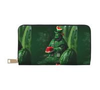 MYGANN Patrick'S Watermelon Festival Portafoglio unisex lungo in pelle microfibra con cerniera in metallo per ufficio viaggi appuntamenti regali, bianco, Taglia unica