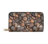 MYGANN Pebbles in The Beach - Portafoglio unisex lungo in pelle in microfibra con cerniera in metallo, per ufficio, viaggi, appuntamenti, bianco, Taglia unica