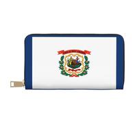MYGANN Portafoglio unisex lungo in pelle di microfibra con cerniera in metallo con bandiera del West Virginia per regali di appuntamenti in ufficio viaggi, bianco, Taglia unica