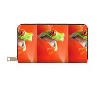 MYGANN Red Eyes Tree Frogs - Portafoglio unisex lungo in pelle in microfibra con cerniera in metallo, per ufficio, viaggi, appuntamenti, bianco, Taglia unica