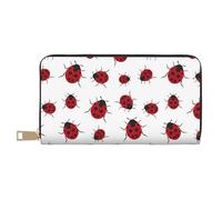 MYGANN Seven Star Ladybird - Portafoglio lungo unisex in pelle di microfibra con cerniera in metallo, per ufficio, viaggi, appuntamenti, bianco, Taglia unica