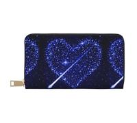 MYGANN Shooting Star Heart Portafoglio unisex lungo in pelle microfibra con cerniera in metallo per regali di appuntamenti in ufficio viaggi, bianco, Taglia unica