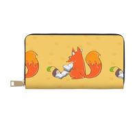 MYGANN Sunflower Seeds and Foxes - Portafoglio lungo unisex in pelle in microfibra con cerniera in metallo, per ufficio, viaggi, appuntamenti, bianco, Taglia unica