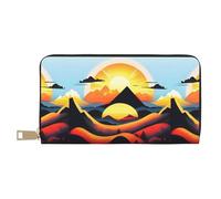 MYGANN Sunrise Mountain - Portafoglio unisex lungo in pelle di microfibra con cerniera in metallo, per ufficio, viaggi, appuntamenti, bianco, Taglia unica
