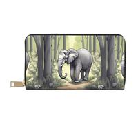 MYGANN Walking Elephant - Portafoglio unisex lungo in pelle in microfibra con cerniera in metallo, per ufficio, viaggi, appuntamenti, bianco, Taglia unica
