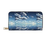 MYGANN White Clouds - Portafoglio lungo unisex in pelle microfibra con cerniera in metallo, per ufficio, viaggi, appuntamenti, regali, bianco, Taglia unica