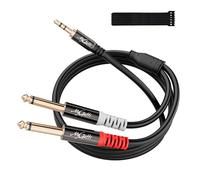 Mygatti 1m Cavo jack 3,5mm a 2x6,35mm, TRS Maschio a TS Maschio Mono Y Audio Cavo, OFC-Drahtkern, per Mixer,Chitarra,Amplificatore,Microfono,altoparlanti,laptop etc+5 fascette per cavi