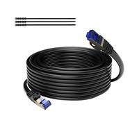 Mygatti 20 Metri CAT 7 Cavo Ethernet RJ45 per Esterno/Interno,10 Gigabit,resistente,impermeabile,interratura diretta,Cavo di rete LAN Cat7 per connessione Internet veloce-Nero,+15 fascette