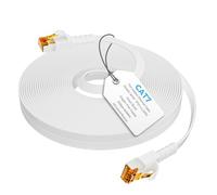 Mygatti 25 Metri Cat7 Cavo Ethernet piatto-bianco,esterno Utilizzo di una sepoltura diretta impermeabile,cavo Internet alta velocità 10Gbps 600Mhz,POE,per router,switch,modem,con 25 clip per cavi