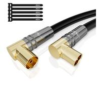 Mygatti 2M RG6 Cavo Antenna Maschio a Femmina 4K, TV a 90°, HD Coassiale-75 Ohm-Connettori in Metallo Robusto Dorato, per Digitale e Analogica-con 5 Fascette per Cavi