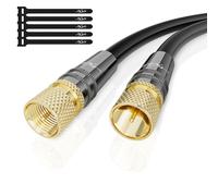 Mygatti 7.5M Cavo Antenna Cavo Satellitare HD Coassiale-2x Connettore F Tappo in Metallo Placcato Oro,supporta HDTV, DVB-T2, DVB-C, DVB-S, per ricezione digitale, analogica-con 5 fascette per cavi