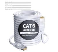 Mygatti 80 Metri CAT6 Cavo Ethernet per Esterno/Interno-bianco,cavo di rete Internet Gigabit,resistente,impermeabile,posa diretta,per fotocamera POE,cat 6 cavo patch LAN RJ45+25 fascette