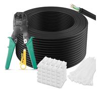 Mygatti Cat6 Cavo Ethernet 150 Metri,Lungo Bulk Esterno Intemperie Nero Bobina Cavo LAN,1.0 Gbps 24AWG UTP CCA Installazione Cavo,POE,con pinze a crimpare+50 RJ45 Connettori+50 Fascette