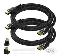 Mygatti Cavo 4K HDMI da 2 metri/2 pezzi,cavo Ultra HD HDMI 2.0, nylon intrecciato e connettori placcati in oro,4K@60Hz,HDCP 2.2, ARC,cavo HDMI per laptop, monitor, HDTV, PS5, Xbox One e altro