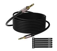 Mygatti Cavo Aux 3,5mm 30 Metri,Cavo Audio Jack Hi-Fi Stereo Maschio a Maschio,Nero,per auto,cuffie,PC,cellulare,tablet,altoparlante,lettore MP3/MP4,ecc.(con 5 fascette per cavi)