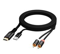 Mygatti Cavo convertitore audio HDMI ARC a 2RCA da 3 m, per TV a soundbar, da ARC a L/R Stereo RCA, estrattore audio per altoparlanti del sistema audio, home theater, supporta Dolby/DTS 5.1