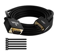 Mygatti Cavo VGA 10m, Maschio a Maschio, spina D-Sub 15 pin placcata in oro, custodia in lega di alluminio, 30AWG Cavo monitor nero, schermo Full HD 1080P, per TV, proiettore, PC, con 5 fascette