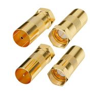 Mygatti Set di 4 adattatori per Cavo antenna,set placcato oro,2 paia connettore F a Spinotto IEC Maschio/Femmina,cavo coassiale antenna TV Adattatore,tipo F connettore per cavo antenna coassiale