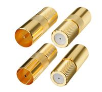 Mygatti Set di 4 adattatori per Cavo antenna,set placcato oro,2 paia presa F connettore a Spinotto IEC Maschio/Femmina,cavo coassiale antenna TV Adattatore per cavo antenna coassiale