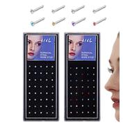 MYGLOAR 16G 80 pezzi di tappi per il naso, anelli per il naso, piercing al labbro, piercing all'orecchio, borchie per il naso, anelli per il naso, strass di cristallo, perni dritti in osso