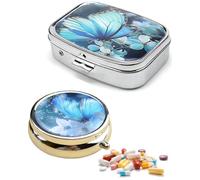 MYGLOAR 2 pezzi Portapillole, elegante piccolo portapillole con specchio, contenitore portatile per pillole da viaggio, metallo decorativo tascabile, adatto per medicinali, vitamine, olio di pesce