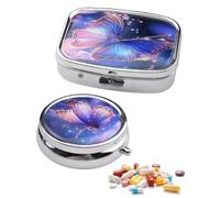 MYGLOAR 2 pezzi Portapillole, elegante piccolo portapillole con specchio, contenitore portatile per pillole da viaggio, metallo decorativo tascabile, adatto per medicinali, vitamine, olio di pesce - S