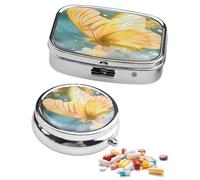 MYGLOAR 2 pezzi Portapillole, elegante piccolo portapillole con specchio, contenitore portatile per pillole da viaggio, metallo decorativo tascabile, adatto per medicinali, vitamine (Giallo Girasole)